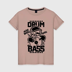 Футболка хлопковая женская Drum n Bass: More Bass, цвет: пыльно-розовый