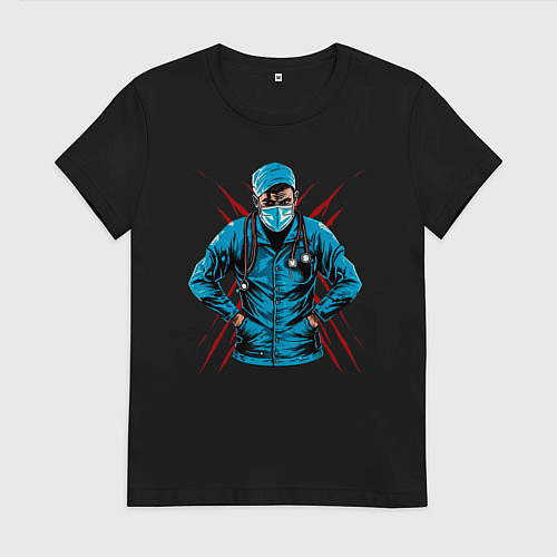 Женская футболка Брутальный доктор / Черный – фото 1