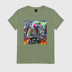 Футболка хлопковая женская Cool parrot - special forces, цвет: авокадо