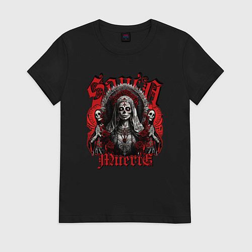 Женская футболка Санта Муэрто с скелетами / Черный – фото 1