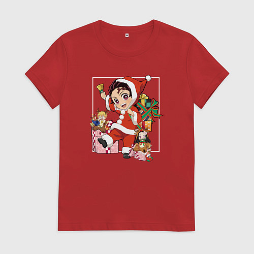 Женская футболка New year Tanjiro Demon slayer / Красный – фото 1