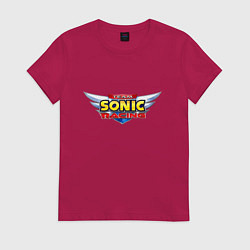 Футболка хлопковая женская Team Sonic racing - logo, цвет: маджента