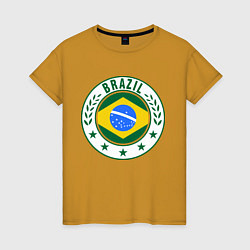 Футболка хлопковая женская Brazil 2014, цвет: горчичный
