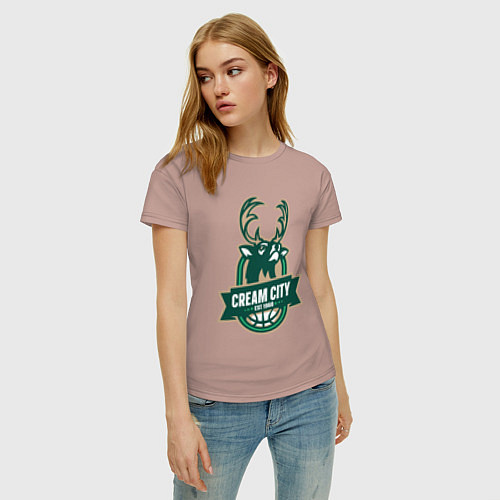 Женская футболка Milwaukee Bucks cream city / Пыльно-розовый – фото 3