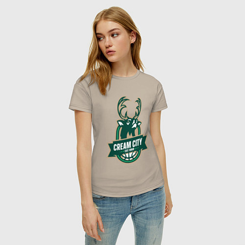 Женская футболка Milwaukee Bucks cream city / Миндальный – фото 3