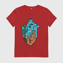 Футболка хлопковая женская Сердце пустыни, цвет: красный