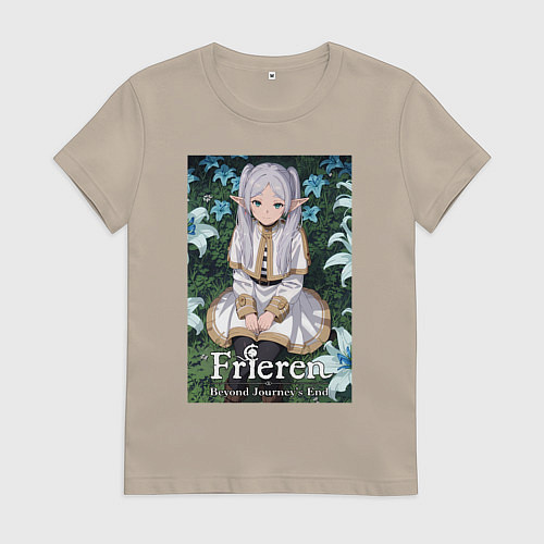 Женская футболка Фрирен в лилиях / Миндальный – фото 1