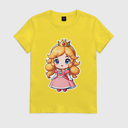 Футболка хлопковая женская Маленькая принцесса Пич, цвет: желтый