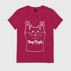 Футболка хлопковая женская Deep Purple - cat rock, цвет: маджента
