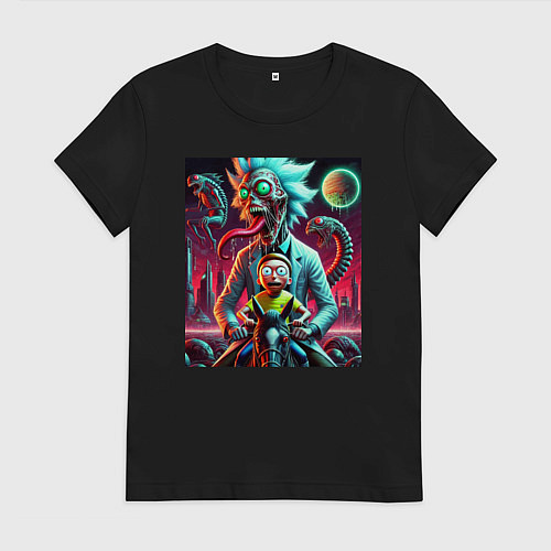 Женская футболка Кошмарный сон Морти - нейроарт / Черный – фото 1