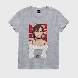 Футболка хлопковая женская Дандадан: Момо, цвет: меланж