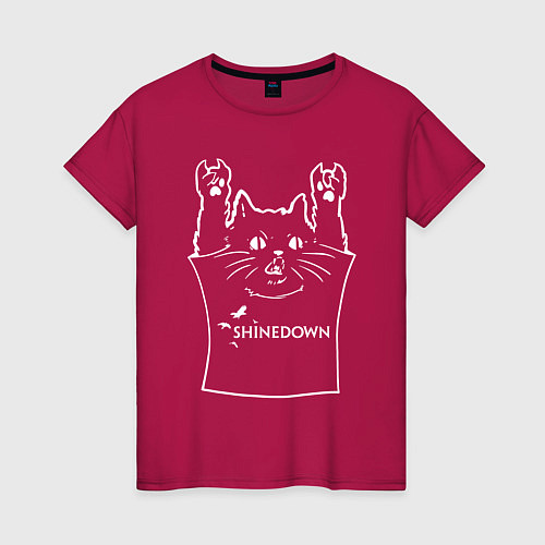 Женская футболка Shinedown - cat rock / Маджента – фото 1