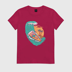 Футболка хлопковая женская Пивной серфинг, цвет: маджента