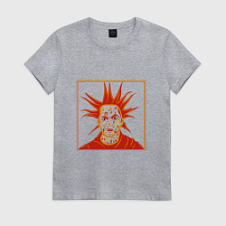 Футболка хлопковая женская Горшок хохлома, цвет: меланж