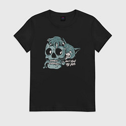 Футболка хлопковая женская Не кради мою рыбку, цвет: черный