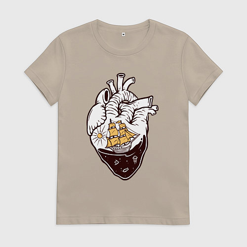 Женская футболка Сердце корабля / Миндальный – фото 1