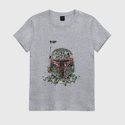 Футболка хлопковая женская Мандалорский шлем мазайка, цвет: меланж