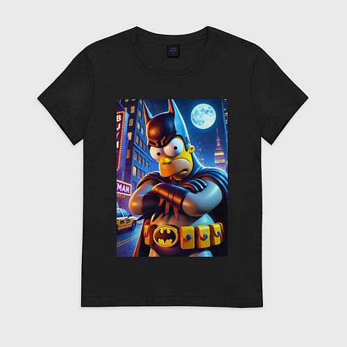 Женская футболка Batsimpson - ai art collaboration / Черный – фото 1