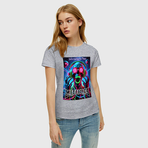 Женская футболка Metallica - playbill of the intergalactic tour / Меланж – фото 3