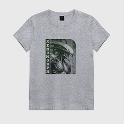 Футболка хлопковая женская Гуманоидообразный ксеноморф, цвет: меланж