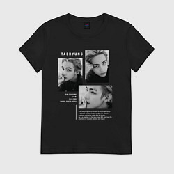 Футболка хлопковая женская Taehyung bts black-white, цвет: черный