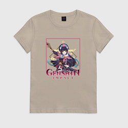 Футболка хлопковая женская Юнь Цзинь, цвет: миндальный