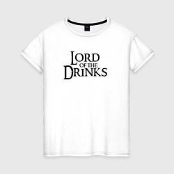 Футболка хлопковая женская Lord of the drinks logo, цвет: белый