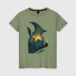 Футболка хлопковая женская Силуэт Гендальфа - Властелин колец, цвет: авокадо