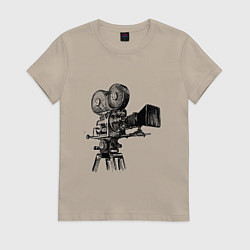 Футболка хлопковая женская Кинооператор, цвет: миндальный