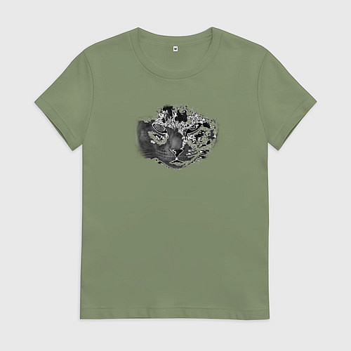 Женская футболка Кот t-1000 / Авокадо – фото 1