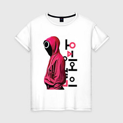 Футболка хлопковая женская Squid game soldier, цвет: белый