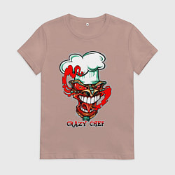 Футболка хлопковая женская Crazy chef, цвет: пыльно-розовый