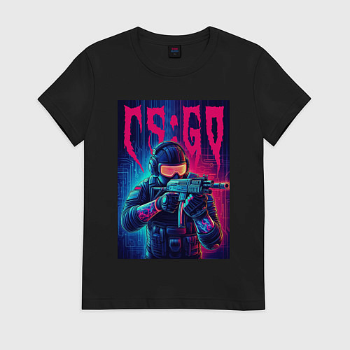 Женская футболка Counter Strike go - neon glow / Черный – фото 1