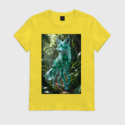 Футболка хлопковая женская Кристальный волк в джунглях, цвет: желтый