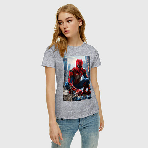 Женская футболка Человек-паук на страже справедливости / Меланж – фото 3