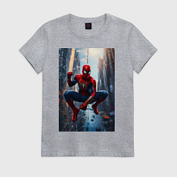 Футболка хлопковая женская Spider Man на страже справедливости, цвет: меланж