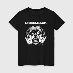 Футболка хлопковая женская Nickelback rock dog, цвет: черный