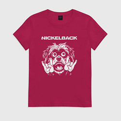 Футболка хлопковая женская Nickelback rock dog, цвет: маджента