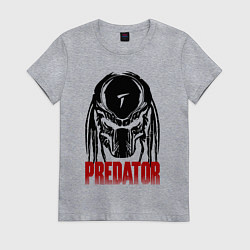 Футболка хлопковая женская Хищник - шлем, цвет: меланж