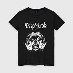 Футболка хлопковая женская Deep Purple rock dog, цвет: черный