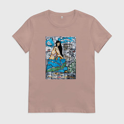 Футболка хлопковая женская Garni-Gekhart swimming race, цвет: пыльно-розовый