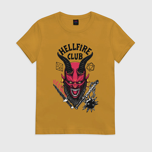 Женская футболка Hellfire club demon / Горчичный – фото 1