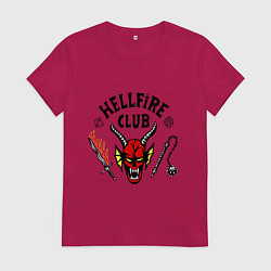 Футболка хлопковая женская Stranger things - hellfire club, цвет: маджента