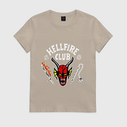Футболка хлопковая женская Клуб адского пламени, цвет: миндальный