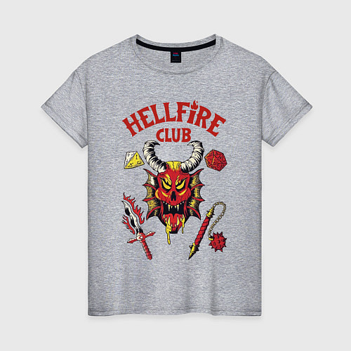 Женская футболка Stranger things - hellfire club / Меланж – фото 1