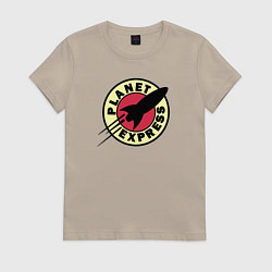 Футболка хлопковая женская Логотип Футурама, цвет: миндальный