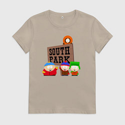 Футболка хлопковая женская Персонажи Южный парк, цвет: миндальный