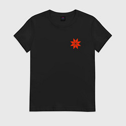 Футболка хлопковая женская Символ оберег алатырь, цвет: черный