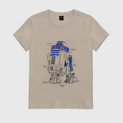 Футболка хлопковая женская R2-D2, цвет: миндальный