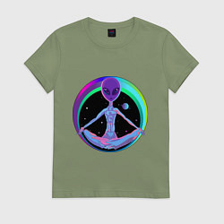 Футболка хлопковая женская Alien Peace, цвет: авокадо